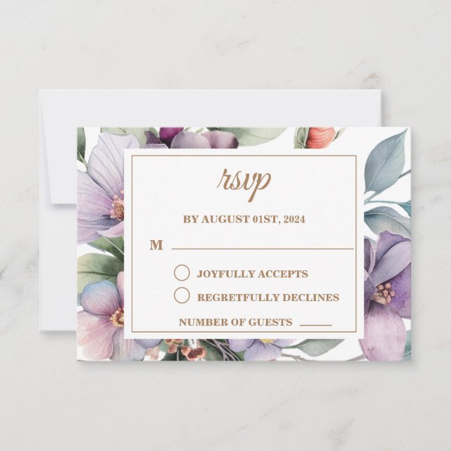 Hochzeitsfeier mit floralen Farben RSVP Karte (Vorderseite)