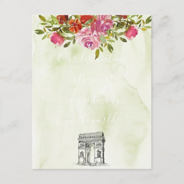 Hochzeitsfeier mit floralen Watercolor Begleitkarte (Vorderseite)