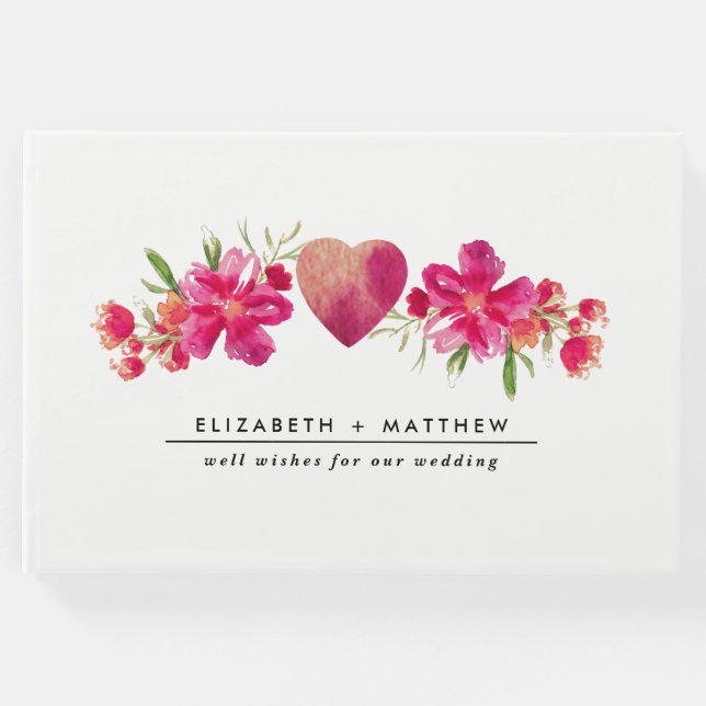 Hochzeitsfeier mit Fuchsia-Blumen Gästebuch (Vorderseite)