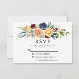 Hochzeitsfeier mit gemischten Blumen RSVP Karte