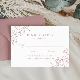 Hochzeitsfeier mit gezeichneter Rose RSVP Karte