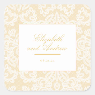 Hochzeitsfeier mit Gold Lace Quadratischer Aufkleber