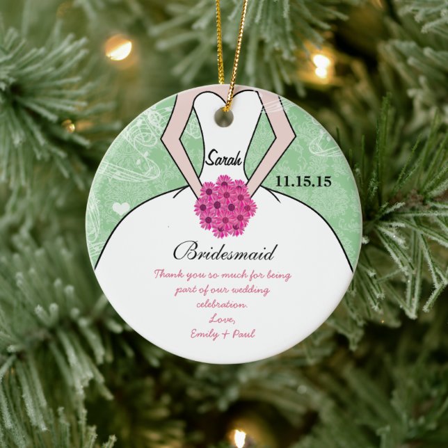Hochzeitsfeier mit Gown Bridesmaid - Sie wählen Fa Keramik Ornament (Baum)