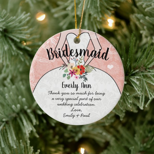 Hochzeitsfeier mit Gown Bridesmaid - Sie wählen Fa Keramik Ornament (Baum)