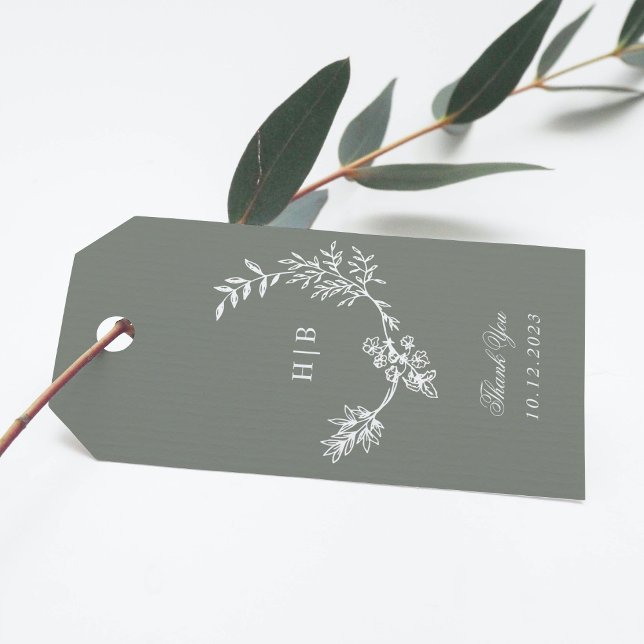 Hochzeitsfeier mit grünem Blumenkreide Geschenkanhänger (Von Creator hochgeladen)