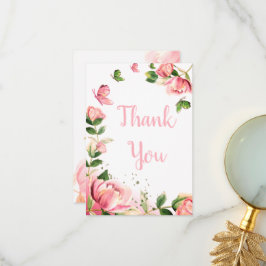 Hochzeitsfeier mit heißen rosa Blume Dankeskarte