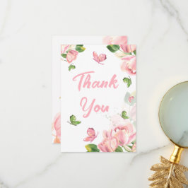 Hochzeitsfeier mit heißen rosa Blume Dankeskarte