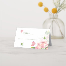 Hochzeitsfeier mit heißen rosa Blume Platzkarte