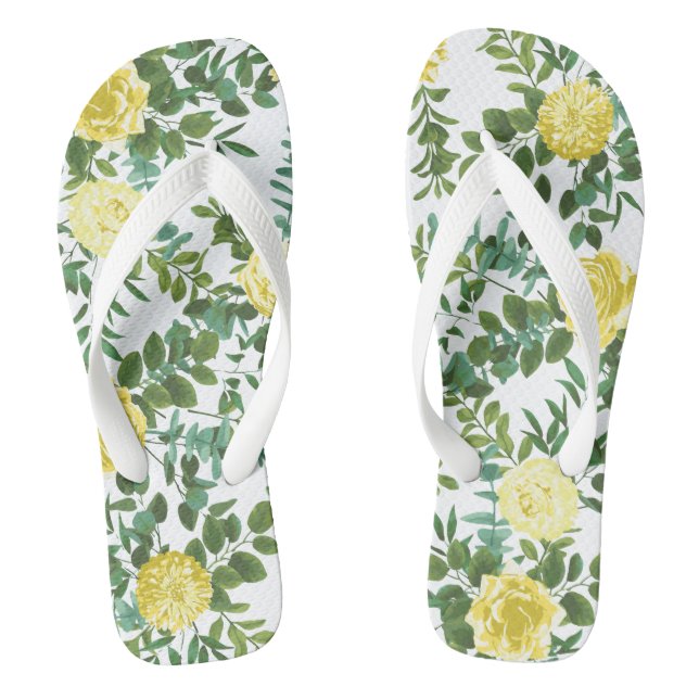 Hochzeitsfeier mit hellgelber Pastelle und Rose Flip Flops (Fußbett)