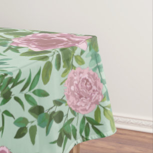 Hochzeitsfeier mit hellgrün und blassrosa Rose Tischdecke