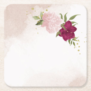 Hochzeitsfeier mit magentinischen und rosa Blume Rechteckiger Pappuntersetzer