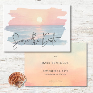 Hochzeitsfeier mit moderner Ocean Sunset Watercolo Save The Date