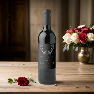 Hochzeitsfeier mit moderner Olivenbäume Weinetikett