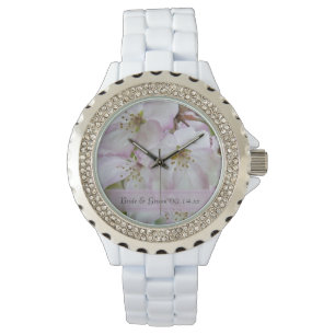 Hochzeitsfeier mit rosa und weißem Krabbenapfel Armbanduhr