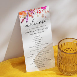 Hochzeitsfeier mit rosafarbenem Orangenfall Programm