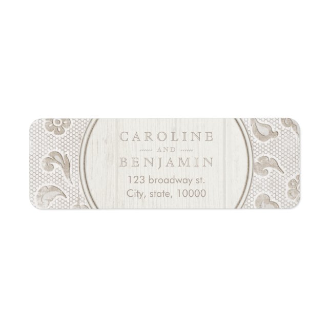 Hochzeitsfeier mit Spitzenholz rustikale Rücksende (Vorne)