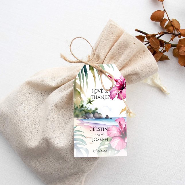 Hochzeitsfeier mit tropischen Palmen Geschenkanhänger (Tropical beach palms wedding thank you favor gift tags destination wedding favor tags)