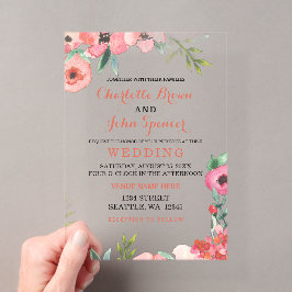 Hochzeitsfeier mit Wasserfarben-Navy-Blush Acryleinladungen