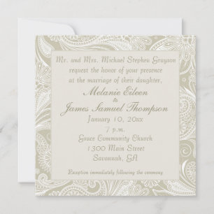 Hochzeitsfeier mit weißem Paisley Einladung