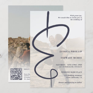 Hochzeitsfeier mit weißem Qr-Foto Einladung