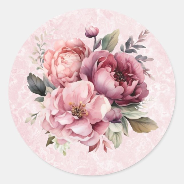 Hochzeitsfeier mit weißem Rosa Marmor Runder Aufkleber (Vorderseite)