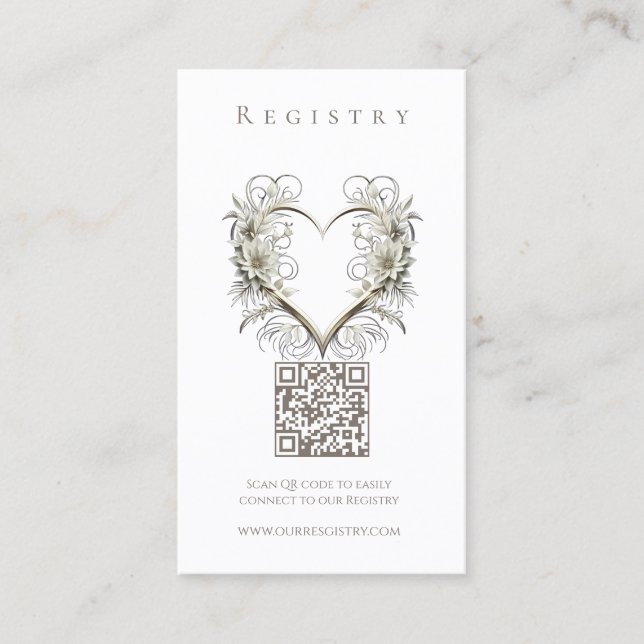 Hochzeitsfeier Moderne Blume mit Herz Visitenkarte (Vorderseite)