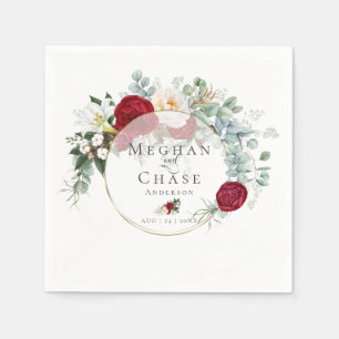 Hochzeitsfeier Napkins Lebhafte Red Peony Bouque Serviette