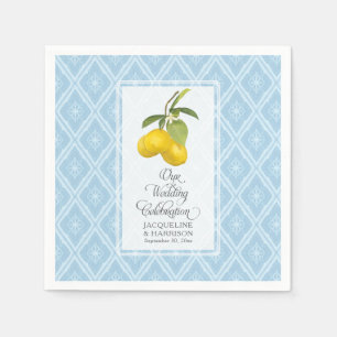 Hochzeitsfeier Navy Blue White Lemon Citrus Serviette