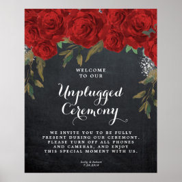 Hochzeitsfeier ohne Anschluss, rote Rosen Blumenmu Poster