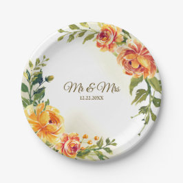 Hochzeitsfeier Orange-Gelb-Grüne Pappteller