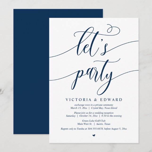 Hochzeitsfeier, Party einladen Einladung (Vorne/Hinten)