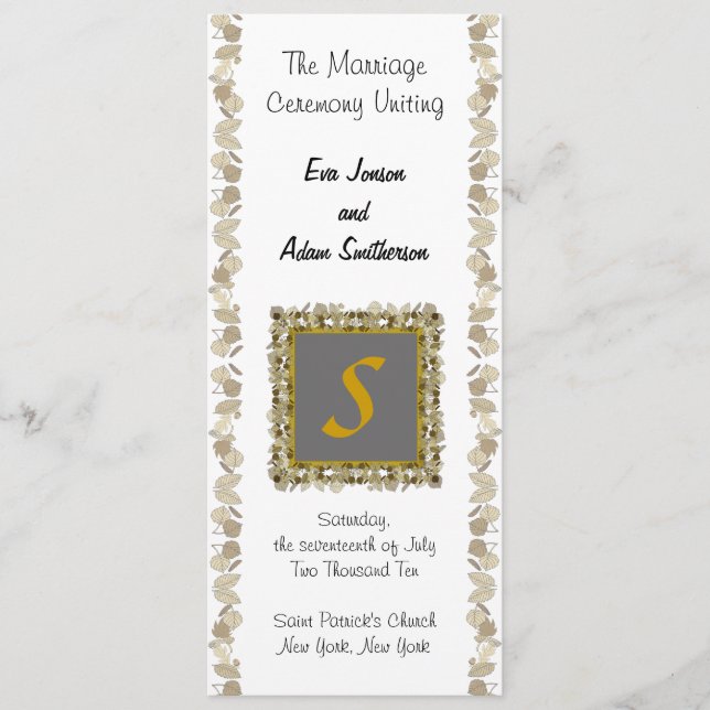 Hochzeitsfeier Programm Gold Leaf (Vorderseite)