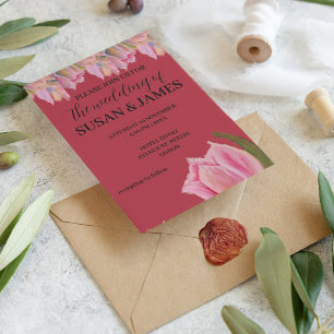 Hochzeitsfeier Rosa Tulpen Magenta Einladung