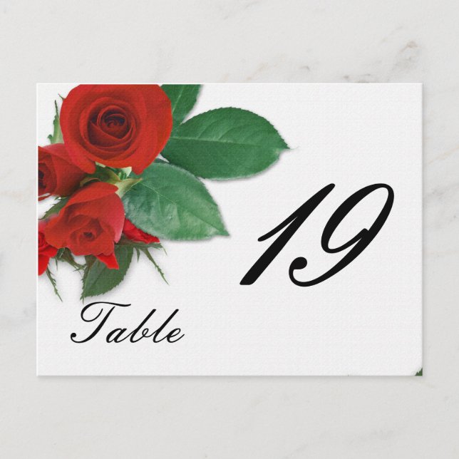 Hochzeitsfeier Rose Tischnummer (Vorderseite)