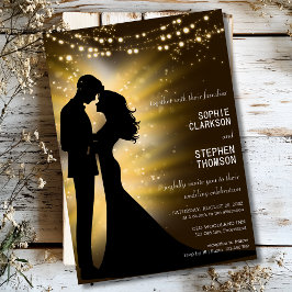 Hochzeitsfeier Silhouette bei Nachthochzeit Einladung