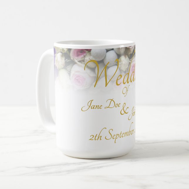 Hochzeitsfeier Tasse - Braut mit farbenprächtigem  (Vorderseite Links)