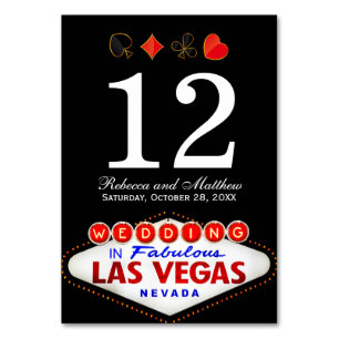 Hochzeitsfeier Tischnummer in Fabulous Las Vegas