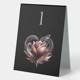 Hochzeitsfeier Tischnummer-Rose mit Herz- Tischaufsteller