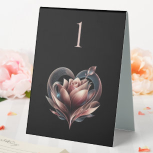 Hochzeitsfeier Tischnummer-Rose mit Herz- Tischaufsteller