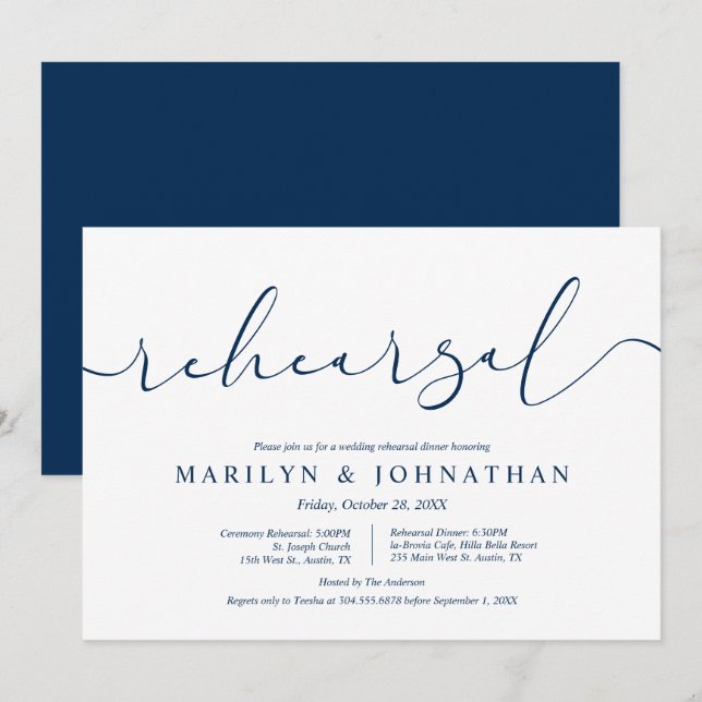 Hochzeitsfeier und Abendessen, modern und minimali Einladung (Vorne/Hinten)