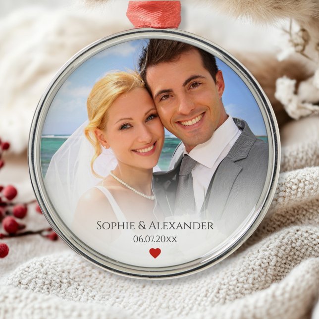 Hochzeitsfeier und Foto Ornament Aus Metall (
Wedding Photo and Date Ornament)