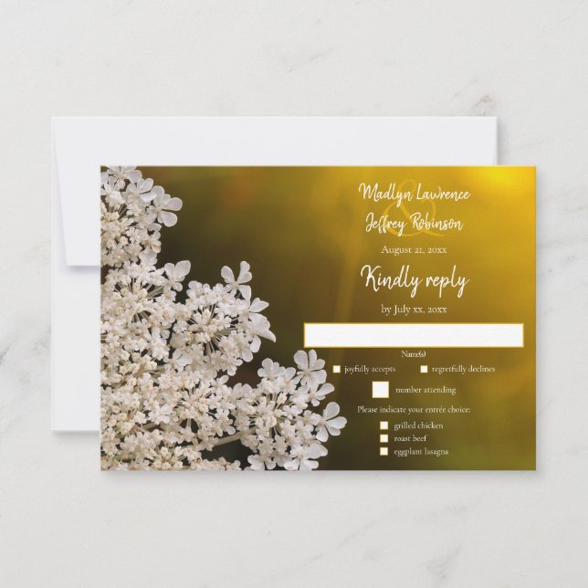 Hochzeitsfeier von Königin Anne in der Wildblume RSVP Karte (Vorderseite)