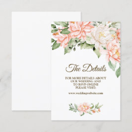 Hochzeitsfeier Wasserfarbe Peach Weiße Blume Begleitkarte