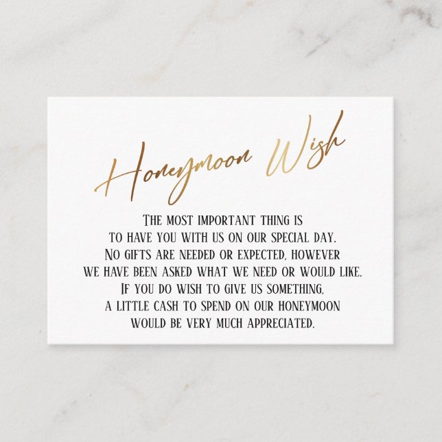 Hochzeitsfeier Wish Modern Gold Handwriting Weddin Begleitkarte (Vorderseite)
