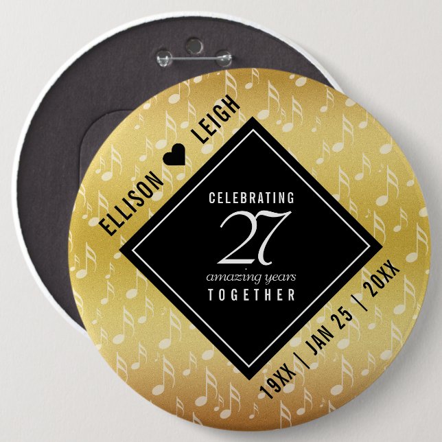 Hochzeitsfeier zum 27. Mal Button (Vorne & Hinten)