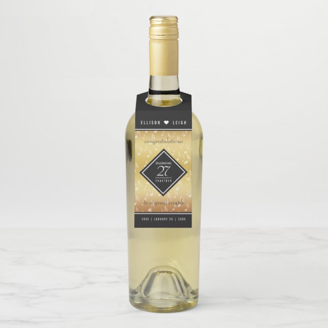 Hochzeitsfeier zum 27. Mal Flaschenanhänger (Auf Flasche)