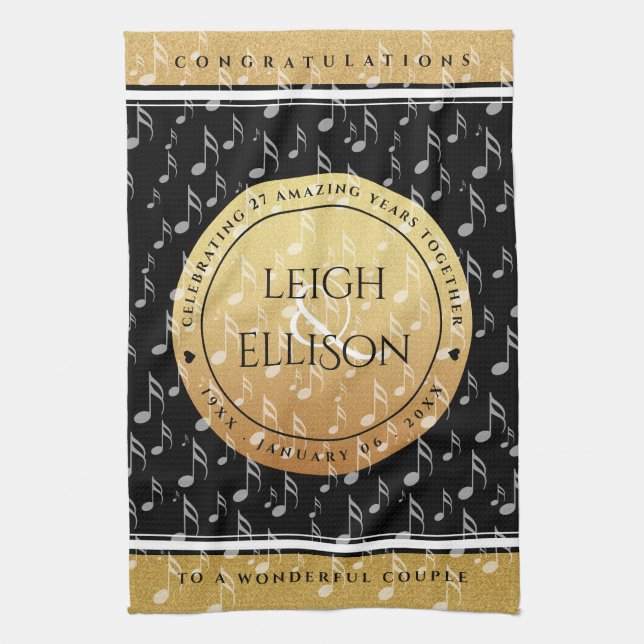 Hochzeitsfeier zum 27. Mal Geschirrtuch (Vertikal)