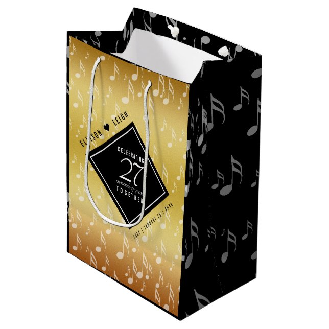 Hochzeitsfeier zum 27. Mal Mittlere Geschenktüte (Vorderseite Schrägansicht)