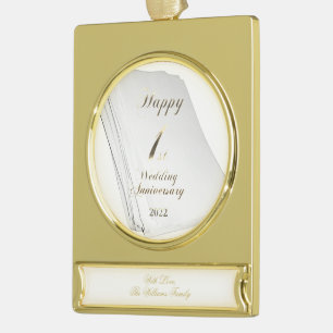 Hochzeitsfeier zum ersten Mal Banner-Ornament Gold