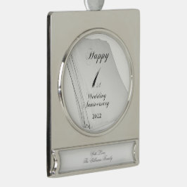 Hochzeitsfeier zum ersten Mal Banner-Ornament Silber